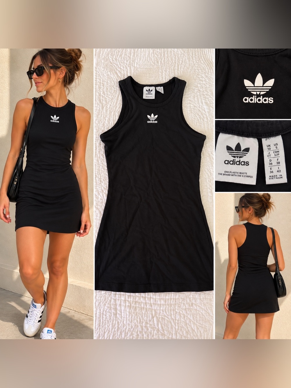 Adidas Originals Black Trefoil Sleeveless Midi Maxi Dress Size S
